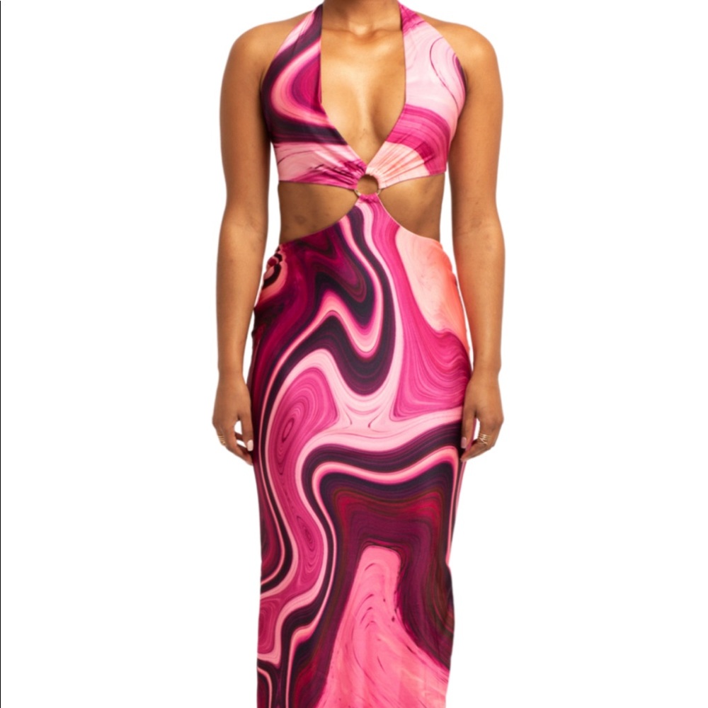 New never worn halter multi color dress